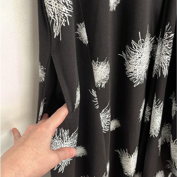 Snapdragon & Twig Angelina Dress Asymmetrical Draping Black Mini Scribble - XS - Picture 11 of 15